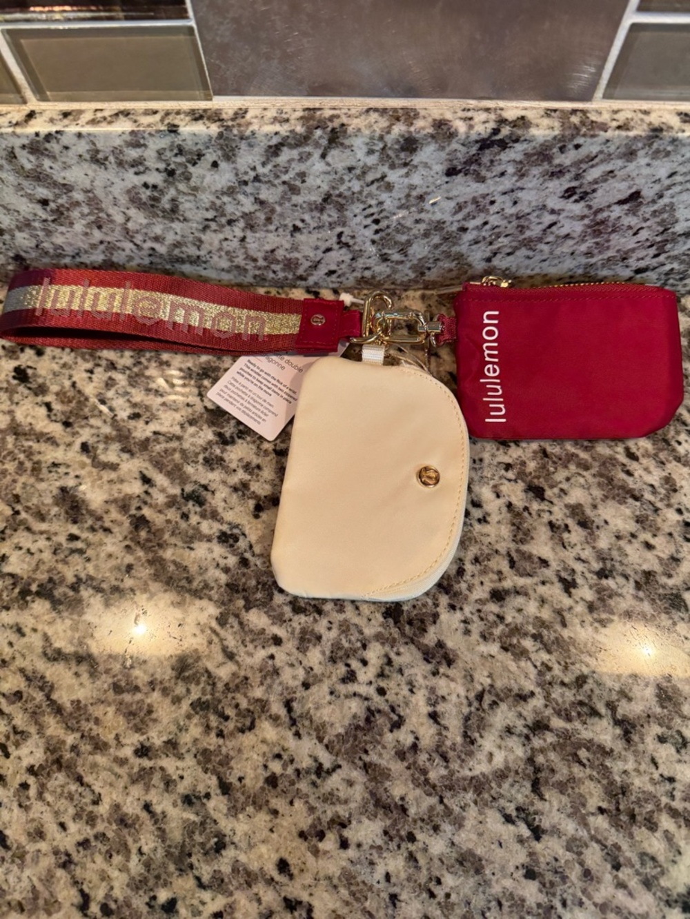 lululemon athletica Red Wristlet Keychain Dual Pouch